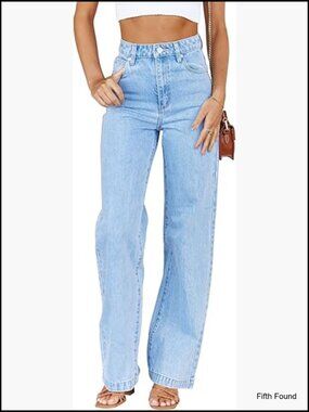 High Waisted Boyfriend Baggy Straight Leg Denim Jeans